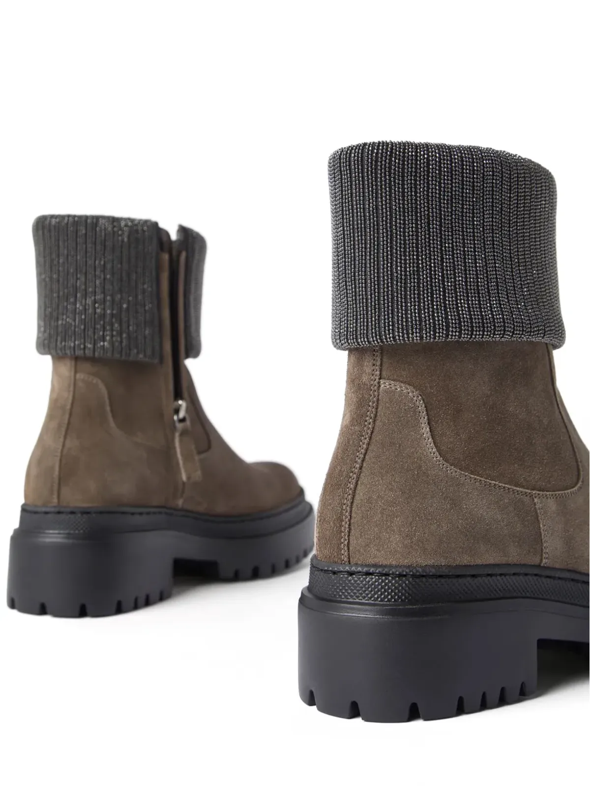 Brunello Cucinelli モニリ-トリム ブロックヒール アンクルブーツ - ブラウン - 画像4