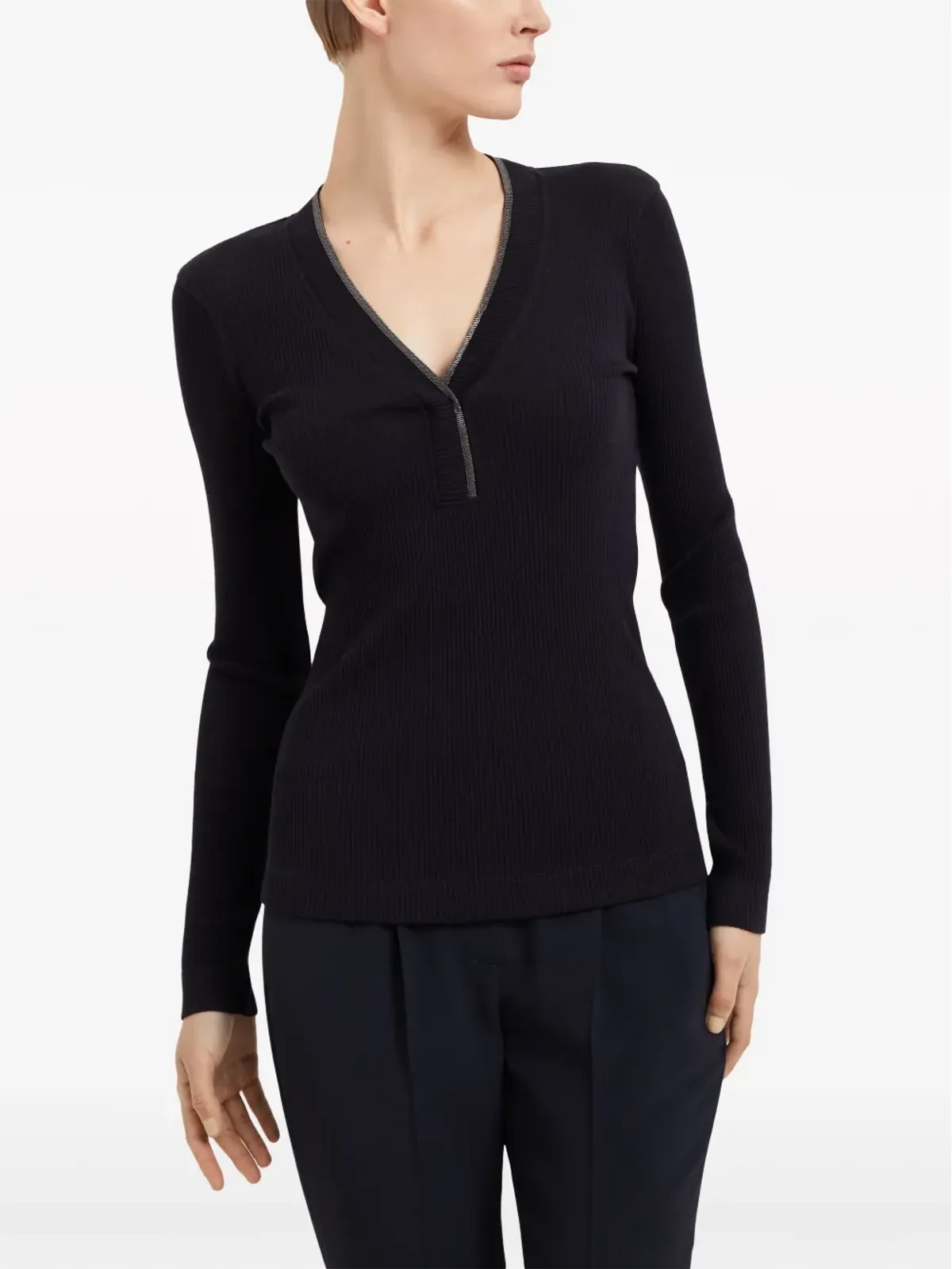 Brunello Cucinelli モニリ ビーズ装飾ニット - 画像3