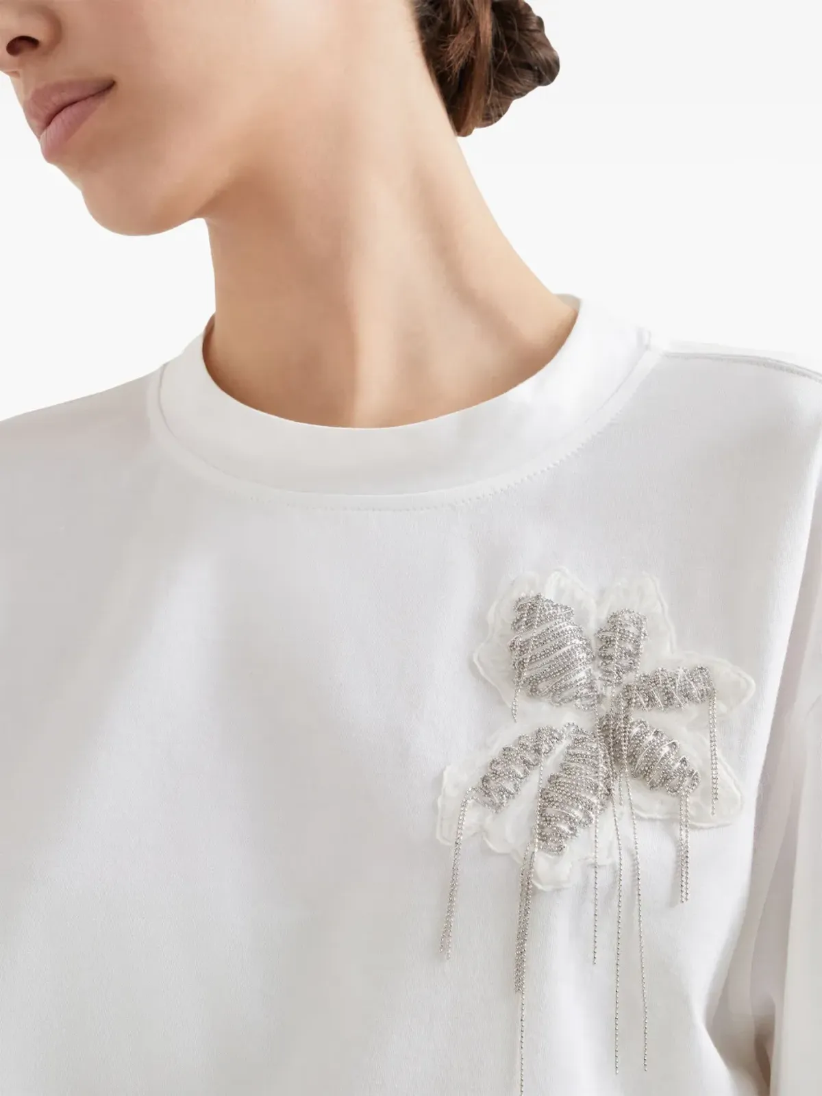 Brunello Cucinelli ビーズ装飾のコットンTシャツ - 画像5
