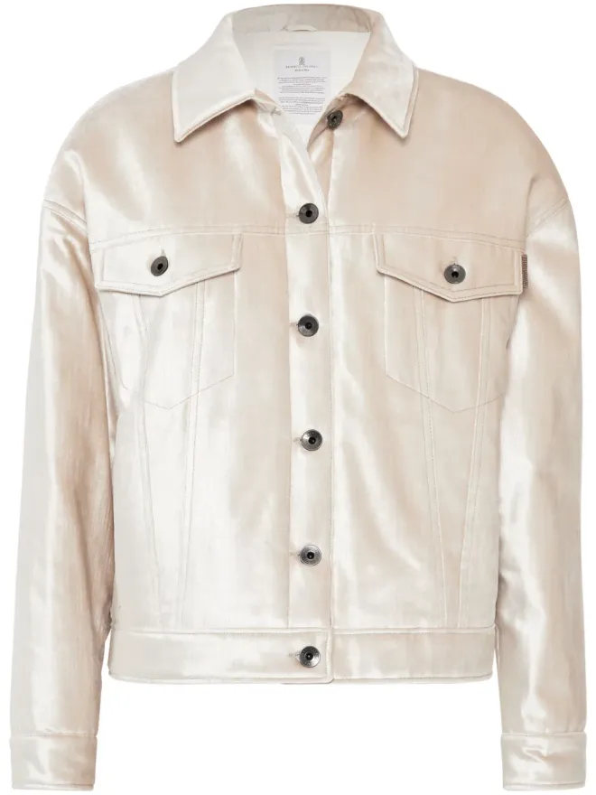 Brunello Cucinelli Brunello Cucinelli パッド入りパール仕上げジャケット - ニュートラルの商品画像