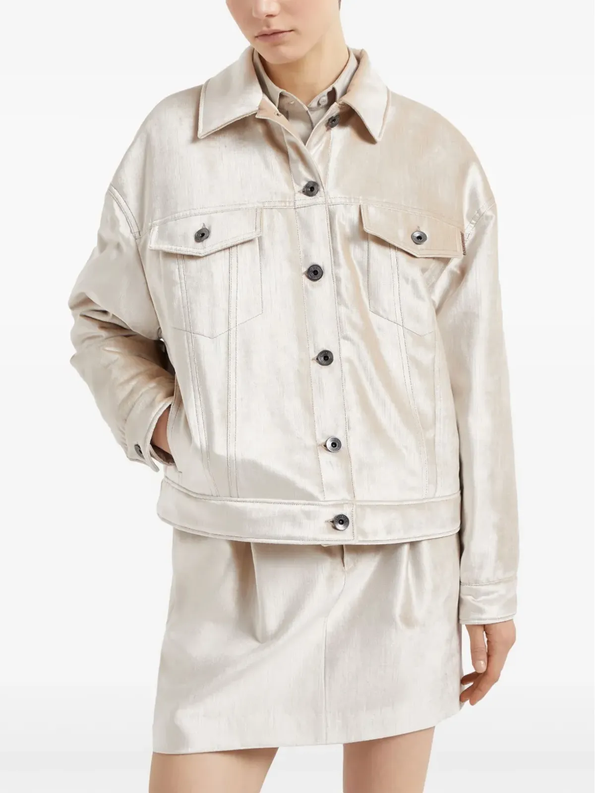 Brunello Cucinelli パッド入りパール仕上げジャケット - ニュートラル - 画像3