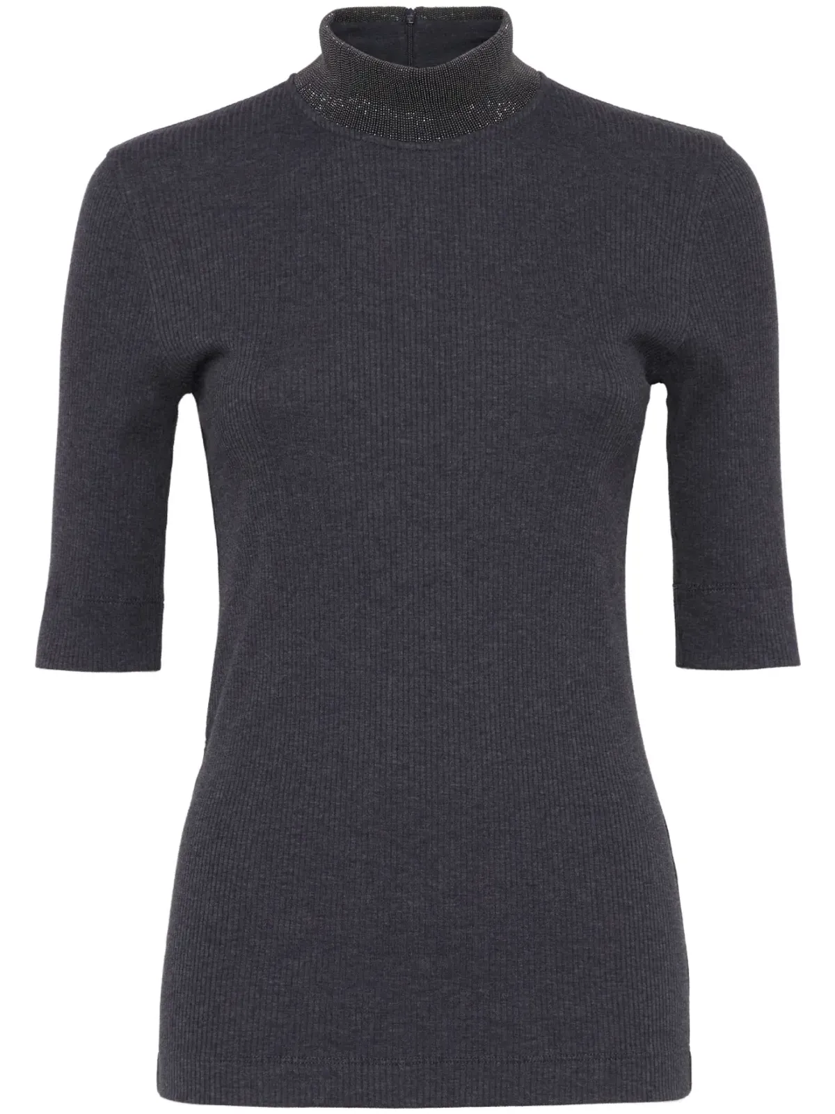 Brunello Cucinelli ハイネックリブニットTシャツ - ブラック - 画像1