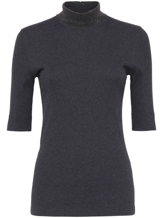 Brunello Cucinelli Brunello Cucinelli ハイネックリブニットTシャツ - ブラックの商品画像
