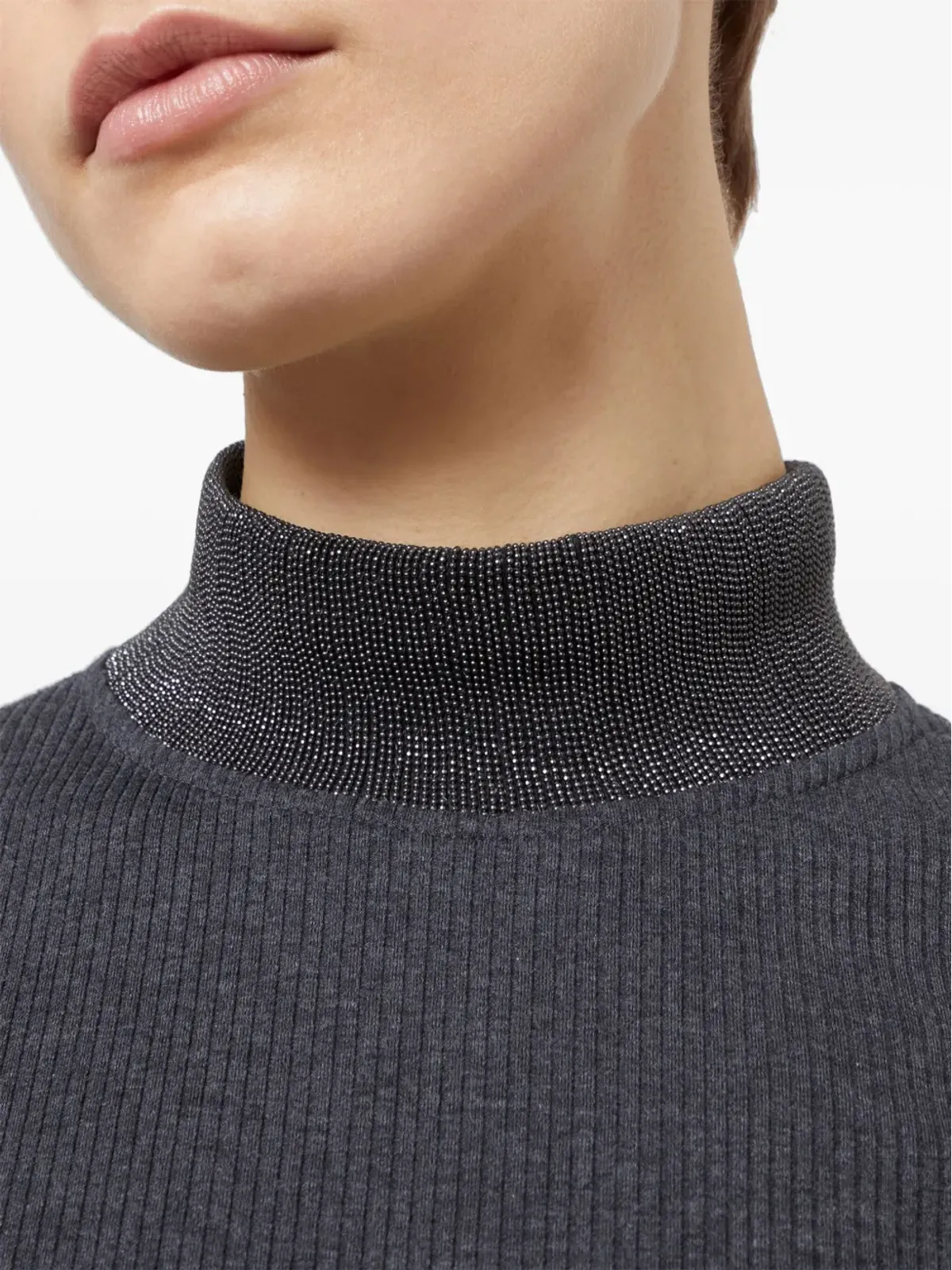 Brunello Cucinelli ハイネックリブニットTシャツ - ブラック - 画像5