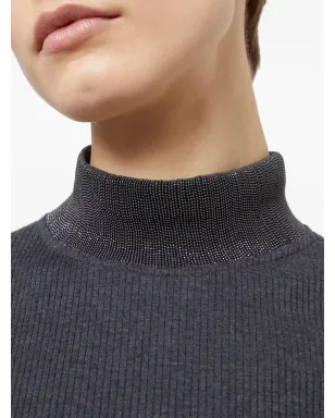 Brunello Cucinelli ハイネックリブニットTシャツ - ブラック - サムネイル5