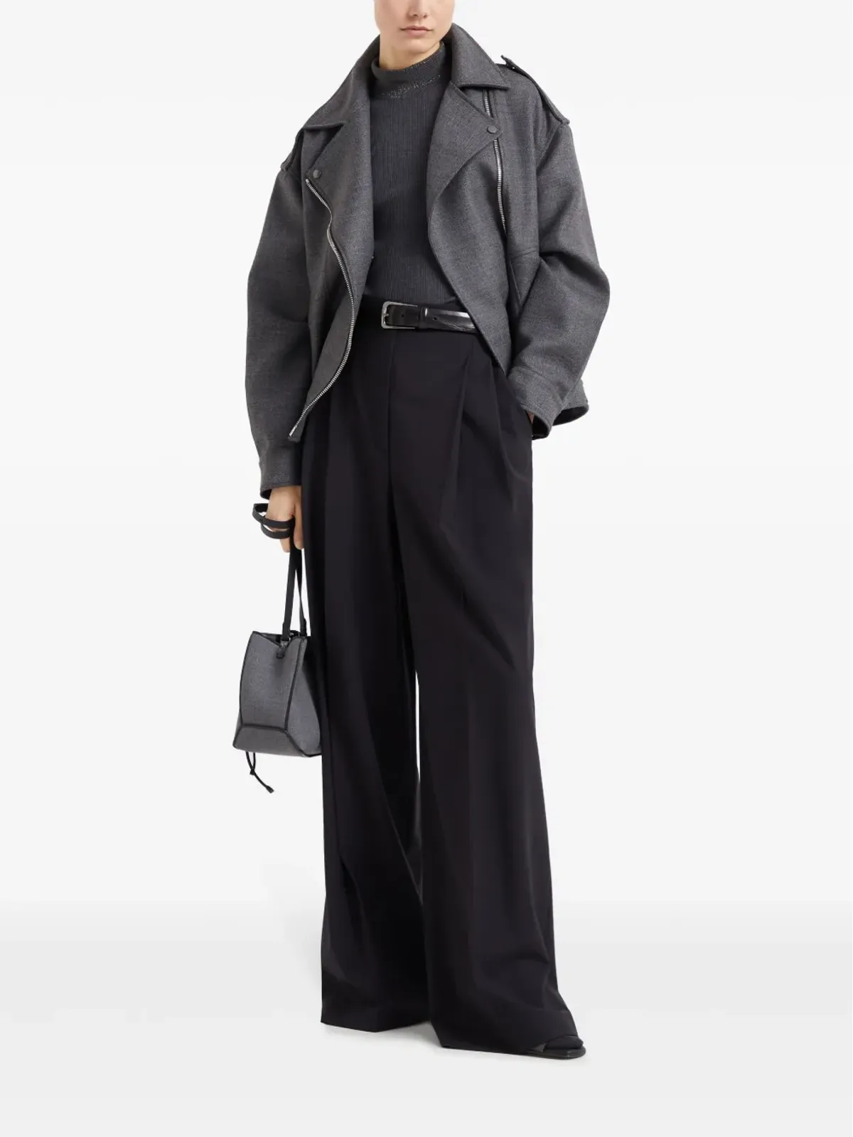 Brunello Cucinelli ハイネックリブニットTシャツ - ブラック - 画像2
