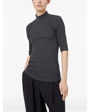 Brunello Cucinelli ハイネックリブニットTシャツ - ブラック - サムネイル3