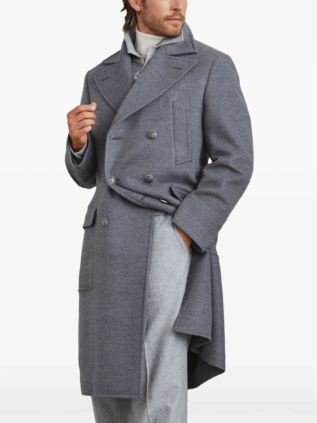 Brunello Cucinelli ダブルブレスト ウールコート - グレー - 画像2