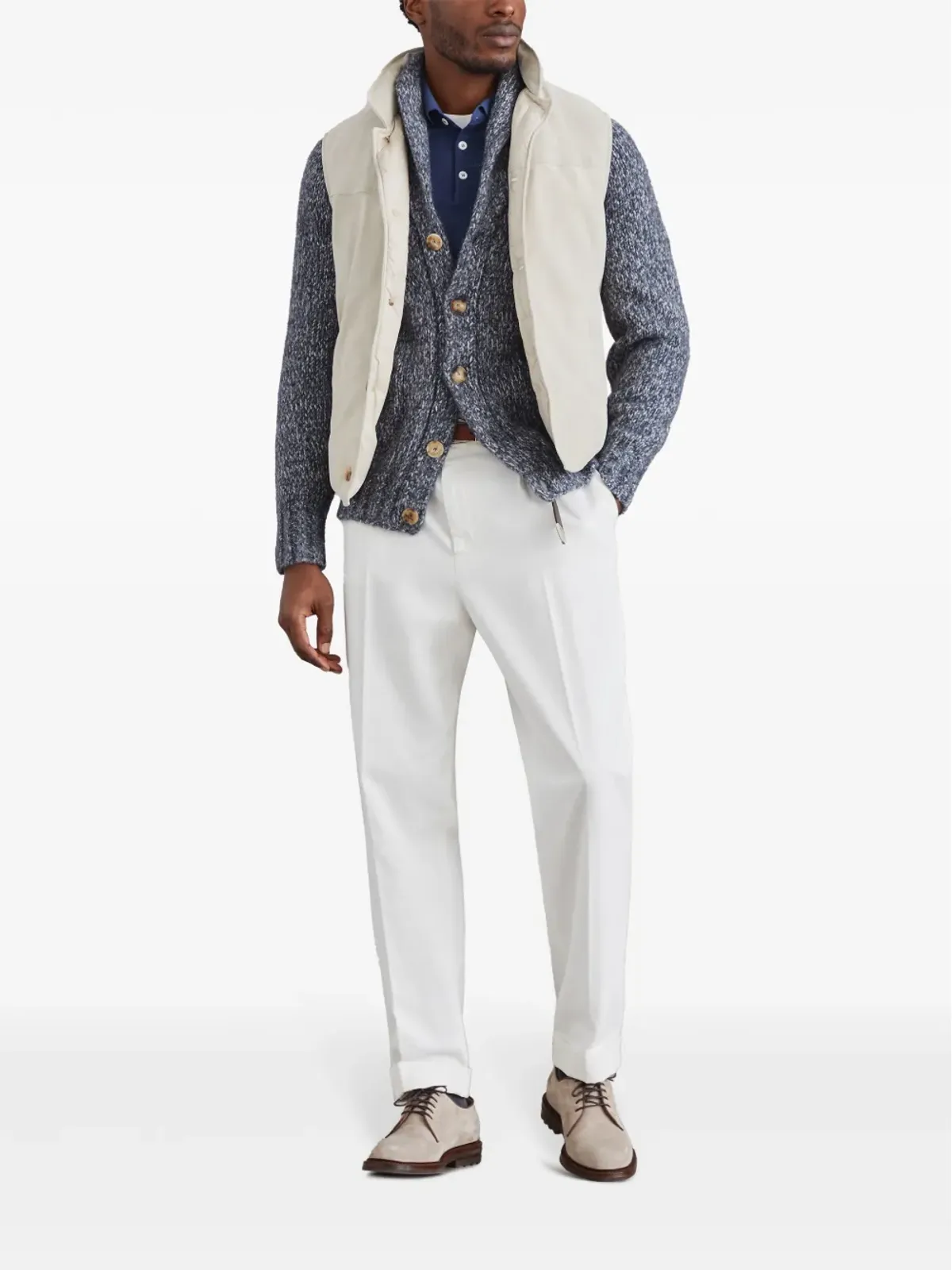 Brunello Cucinelli ロングスリーブ フィンニット ポロシャツ - 画像2
