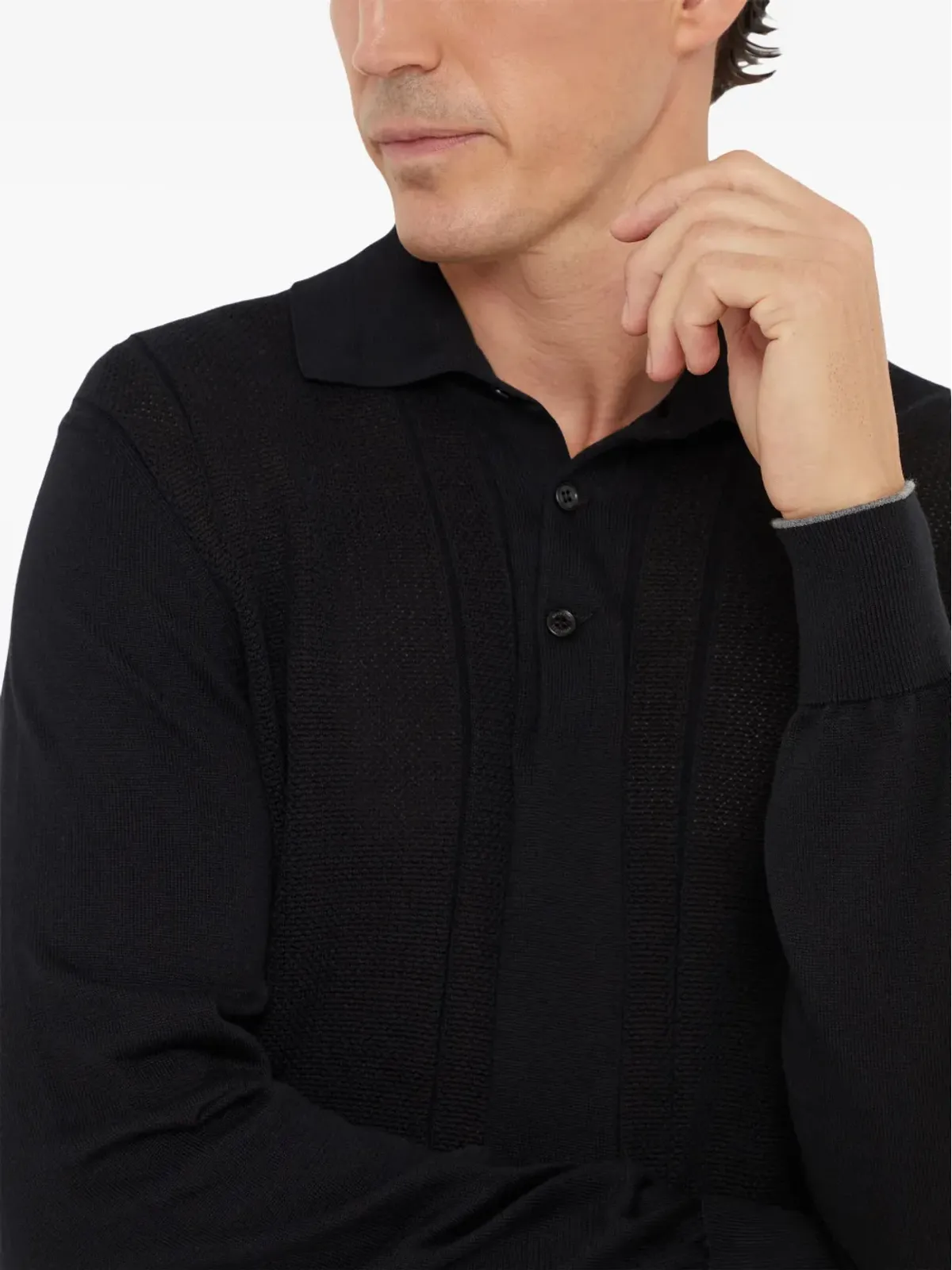 Brunello Cucinelli ニットポロシャツ - ブラック - 画像5