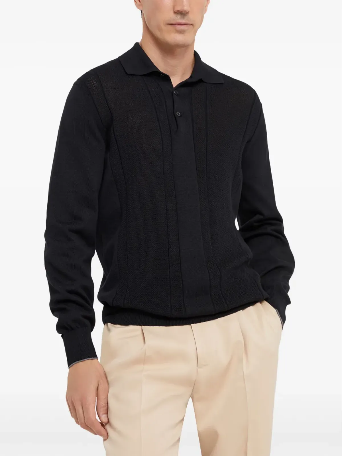 Brunello Cucinelli ニットポロシャツ - ブラック - 画像3
