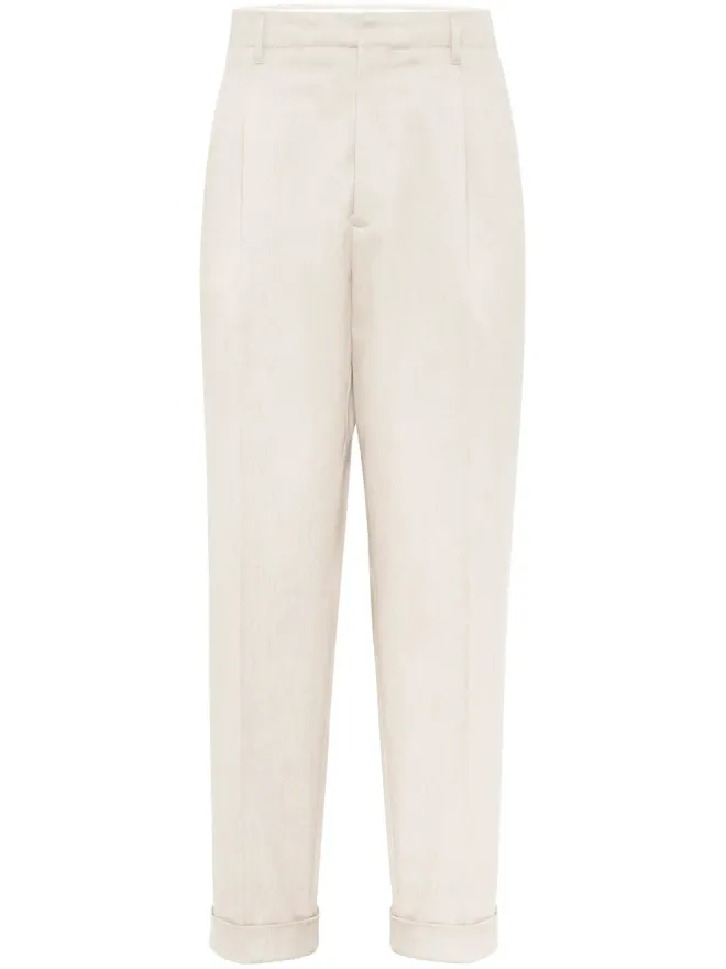 Brunello Cucinelli Brunello Cucinelli プリーツディテールのテーパードパンツ - ニュートラルカラーの商品画像