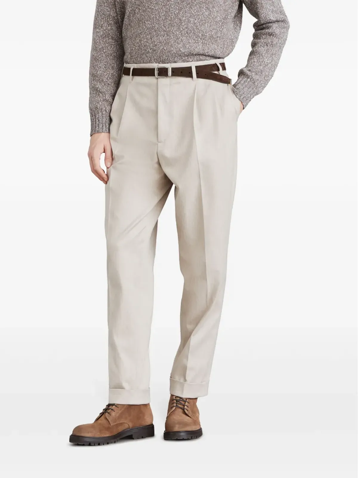 Brunello Cucinelli プリーツディテールのテーパードパンツ - ニュートラルカラー - 画像2
