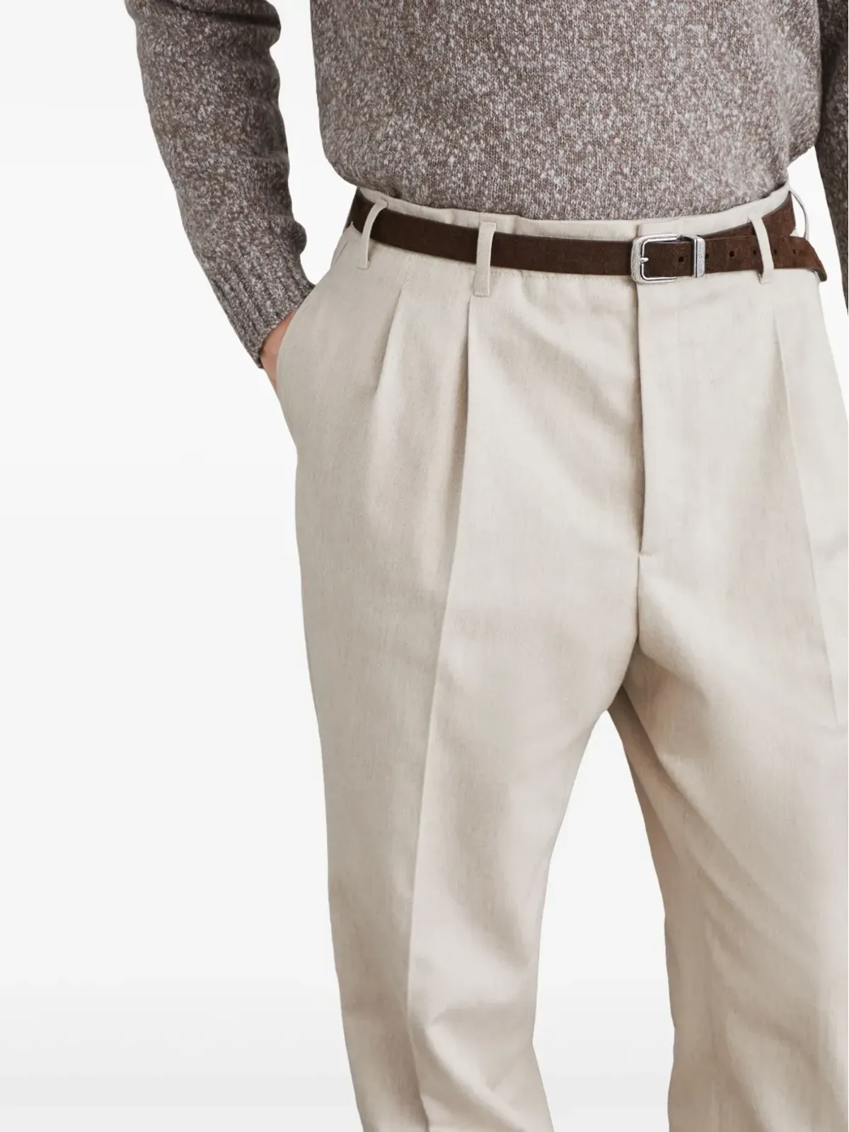 Brunello Cucinelli プリーツディテールのテーパードパンツ - ニュートラルカラー - 画像4
