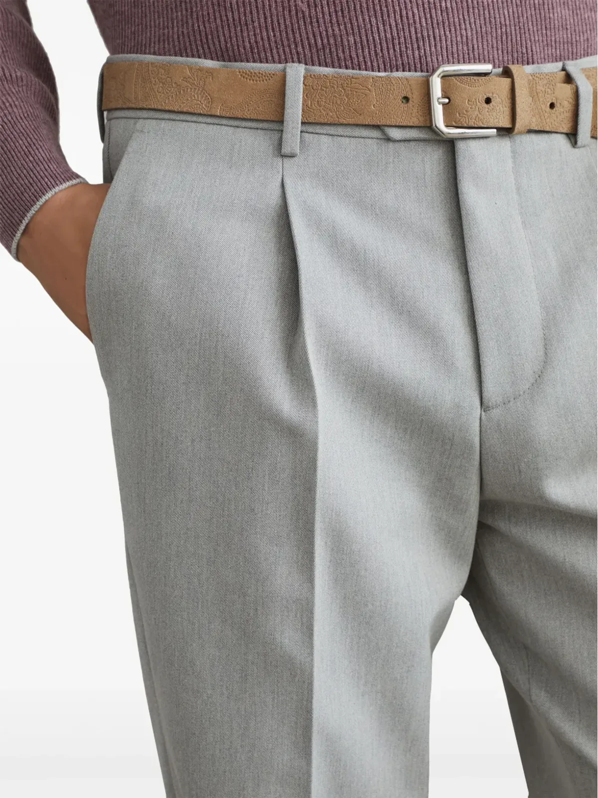 Brunello Cucinelli センタークリースの入ったテーパードパンツ - グレー - 画像5