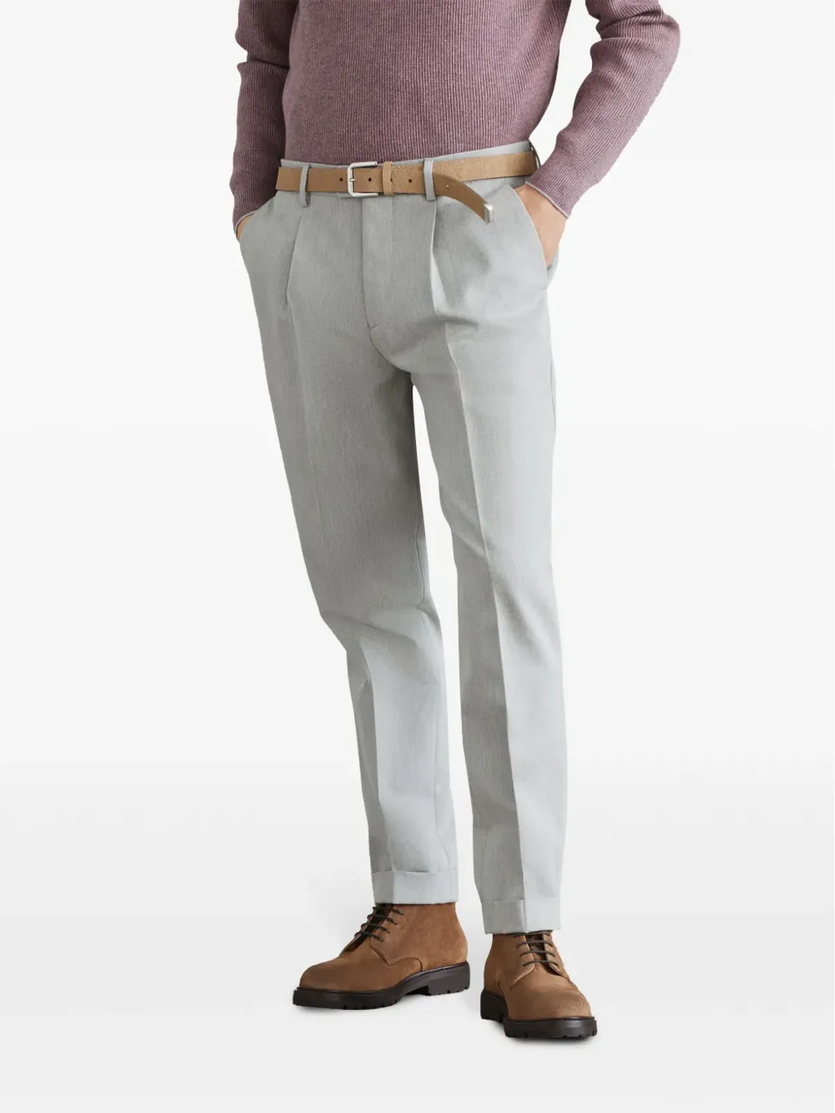 Brunello Cucinelli センタークリースの入ったテーパードパンツ - グレー - 画像3