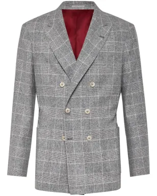 Brunello Cucinelli シングルブレスト チェック柄 ブレザー - ホワイト - サムネイル1