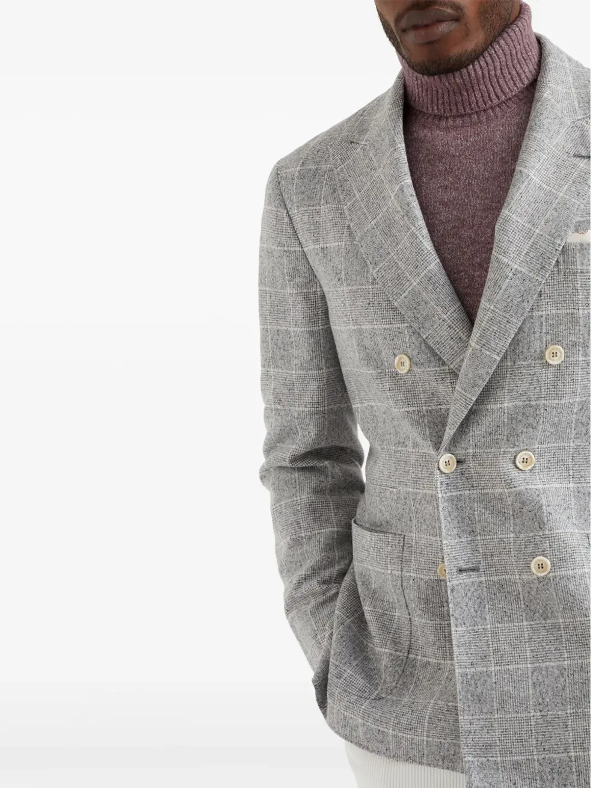 Brunello Cucinelli シングルブレスト チェック柄 ブレザー - ホワイト - 画像5