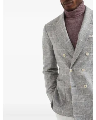 Brunello Cucinelli シングルブレスト チェック柄 ブレザー - ホワイト - サムネイル5