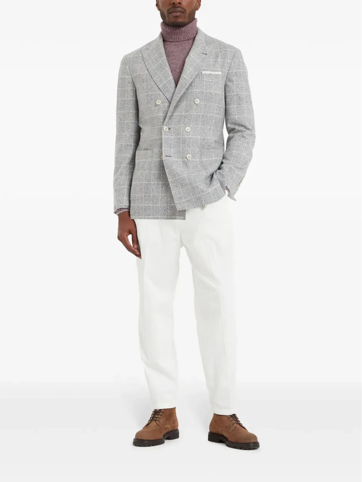 Brunello Cucinelli シングルブレスト チェック柄 ブレザー - ホワイト - 画像2
