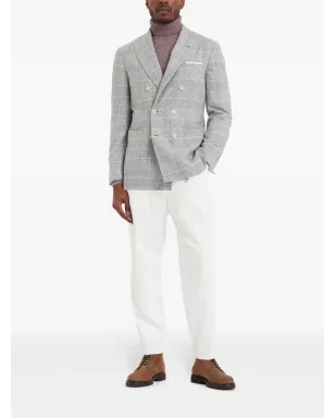 Brunello Cucinelli シングルブレスト チェック柄 ブレザー - ホワイト - サムネイル2