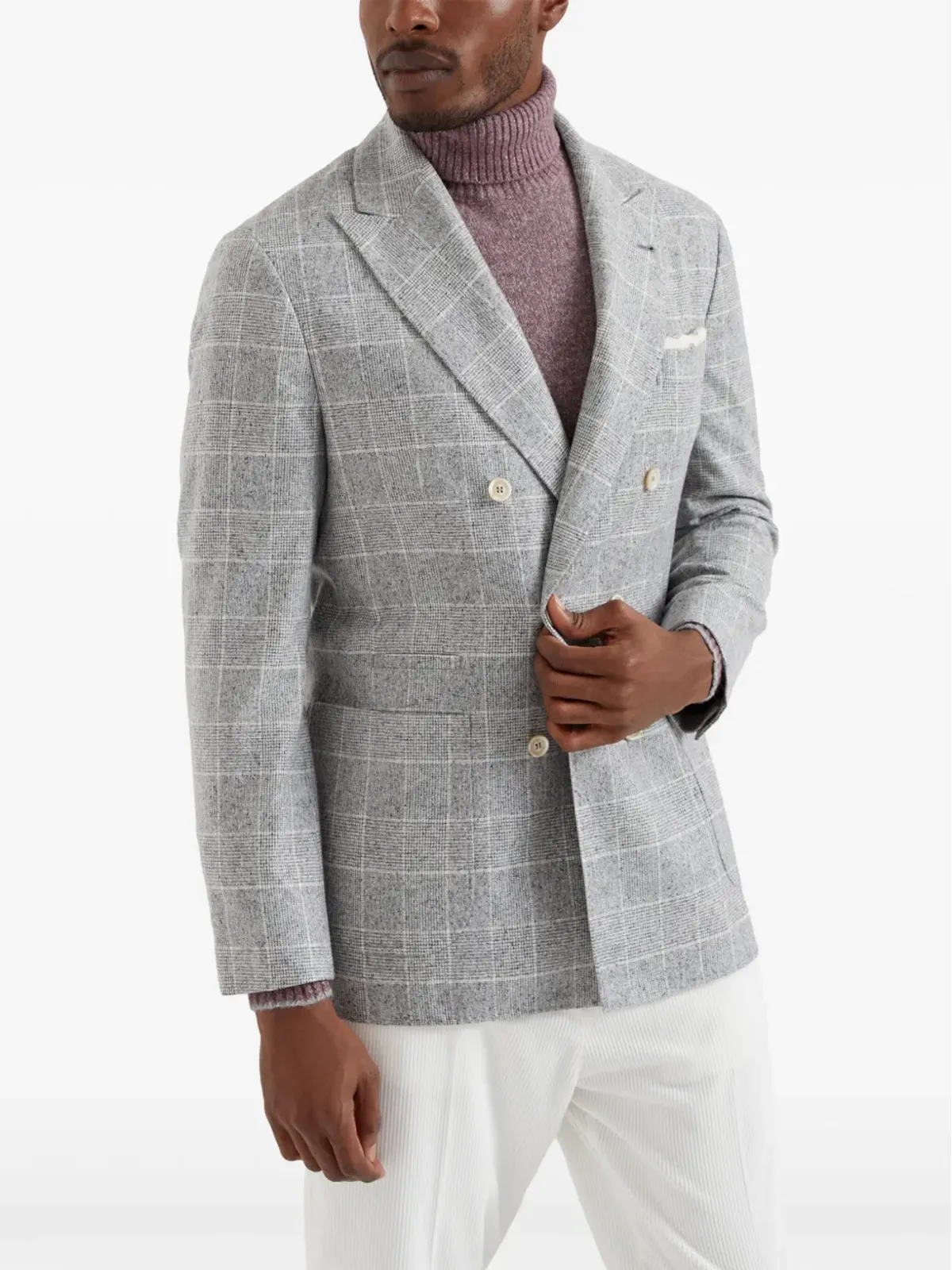 Brunello Cucinelli シングルブレスト チェック柄 ブレザー - ホワイト - 画像3