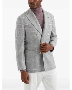 Brunello Cucinelli シングルブレスト チェック柄 ブレザー - ホワイト - サムネイル3