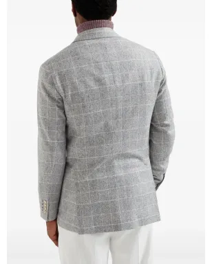 Brunello Cucinelli シングルブレスト チェック柄 ブレザー - ホワイト - サムネイル4