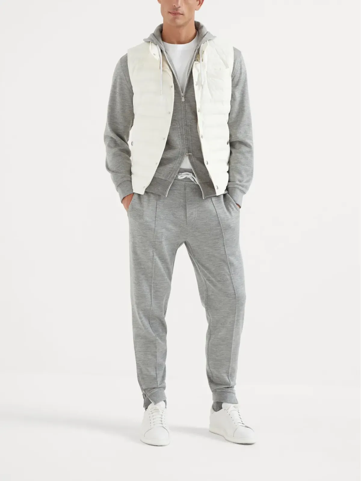 Brunello Cucinelli ドローストリングフード付きカーディガン グレー - 画像2