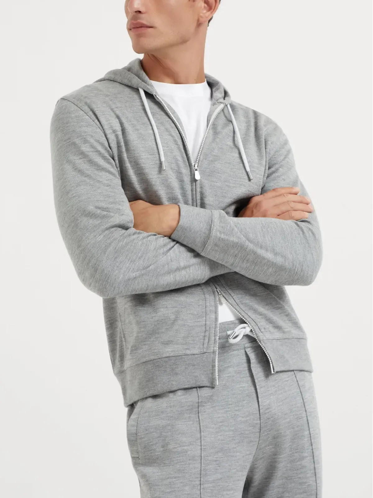 Brunello Cucinelli ドローストリングフード付きカーディガン グレー - 画像3