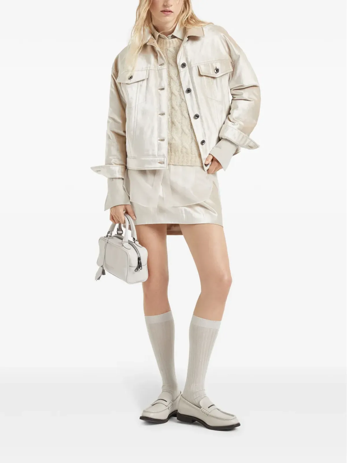 Brunello Cucinelli クルーネック ケーブルニット セーター - 画像2