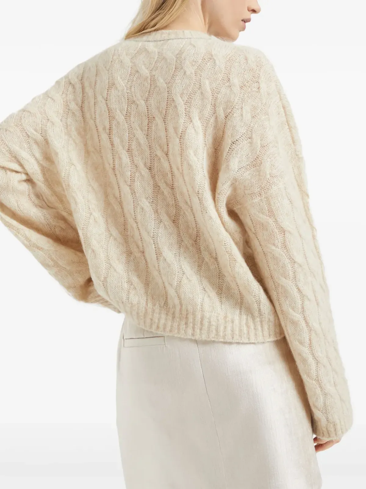 Brunello Cucinelli クルーネック ケーブルニット セーター - 画像4