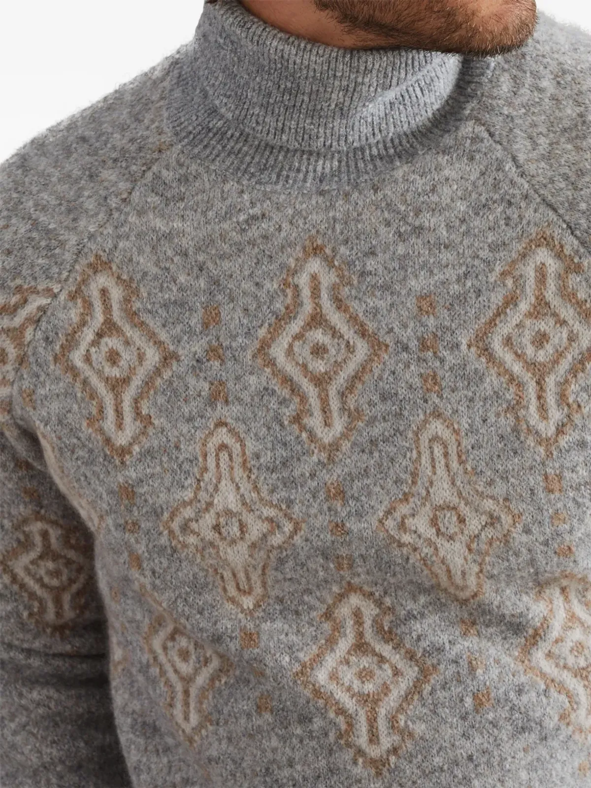 Brunello Cucinelli パターン入りインターシャ ロールネック セーター - Grey - 画像5