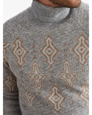 Brunello Cucinelli パターン入りインターシャ ロールネック セーター - Grey - サムネイル5
