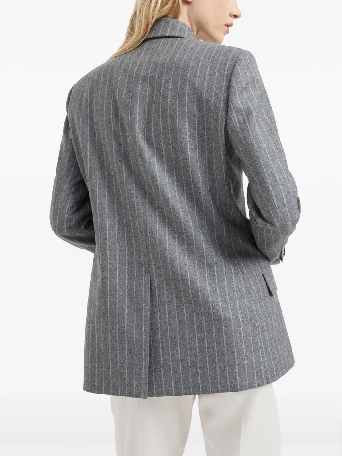 Brunello Cucinelli ピンストライプ ダブルブレスト ブレザー - グレー - 画像4