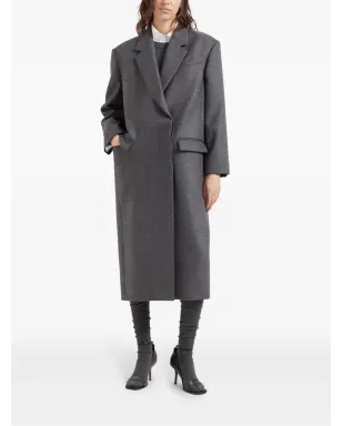 Brunello Cucinelli バージンウール Monili-トリム コート - グレー - サムネイル3