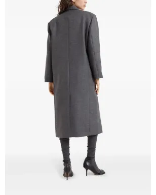 Brunello Cucinelli バージンウール Monili-トリム コート - グレー - サムネイル4