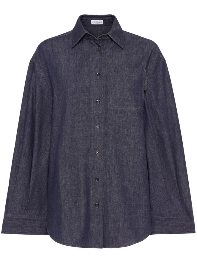 Brunello Cucinelli Brunello Cucinelli ポイントカラー デニムシャツ - ブルーの商品画像