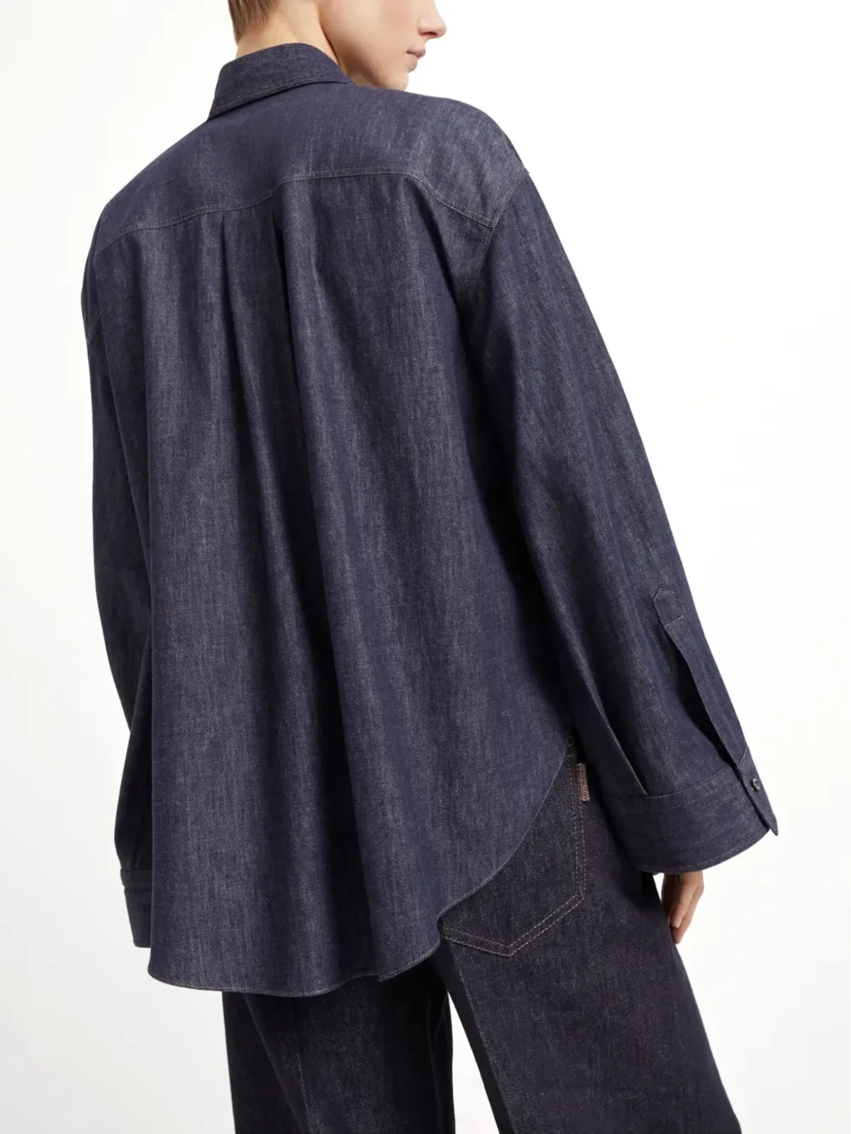 Brunello Cucinelli ポイントカラー デニムシャツ - ブルー - 画像4