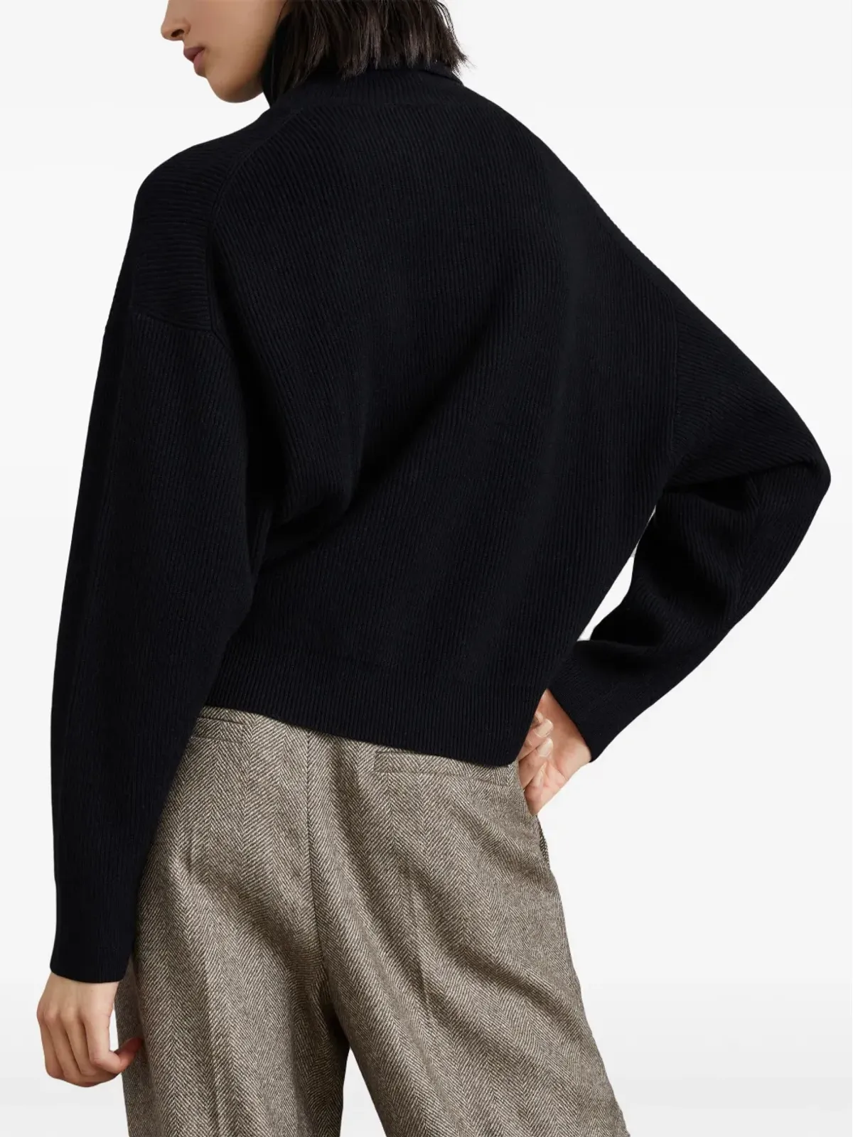 Brunello Cucinelli ロールネック・リブ編みセーター - ブラック - 画像4