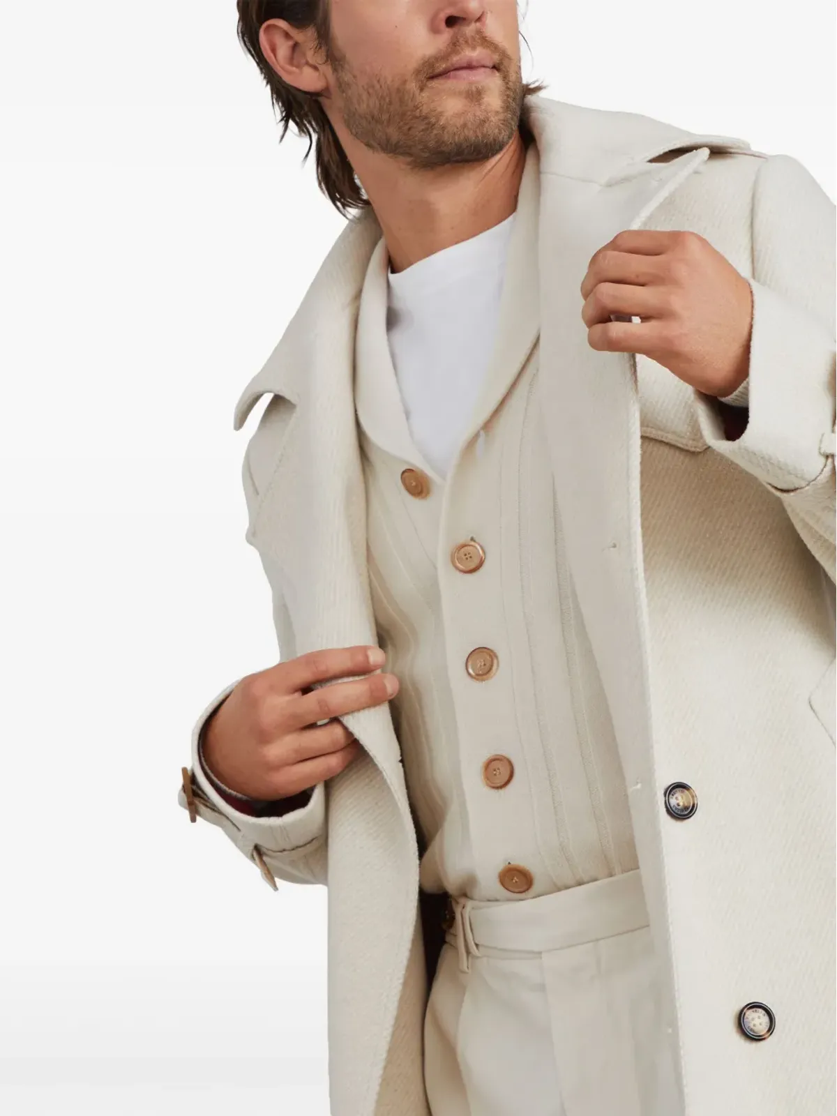 Brunello Cucinelli ロング ダブルブレスト コート - 画像5