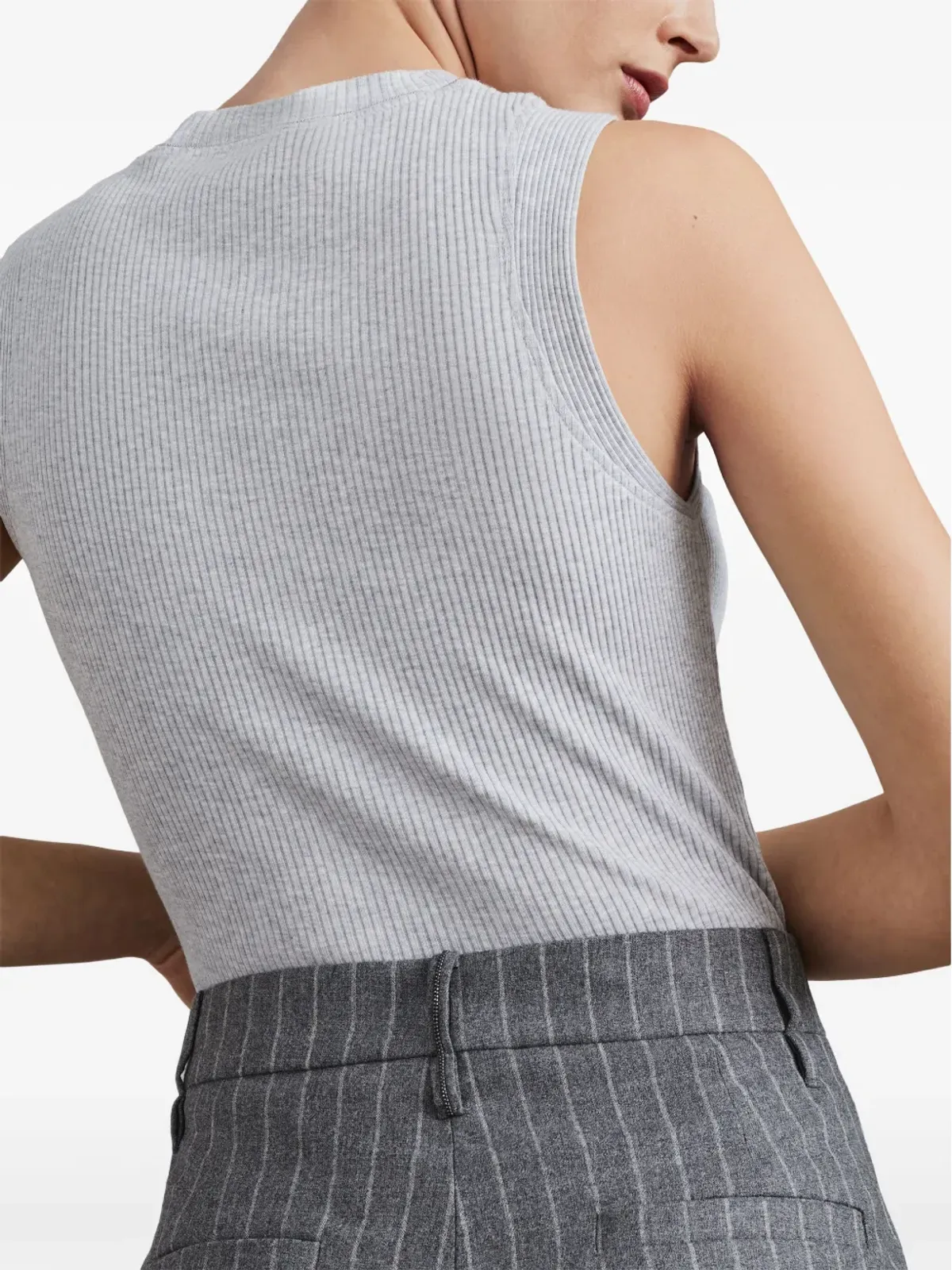 Brunello Cucinelli ピンストライプ入りウールパンツ グリーン - 画像5