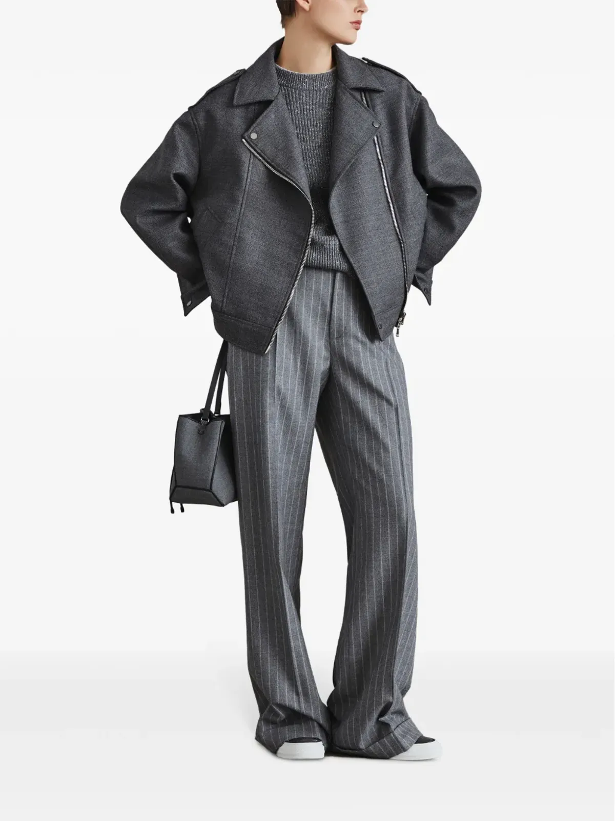 Brunello Cucinelli ピンストライプ入りウールパンツ グリーン - 画像2
