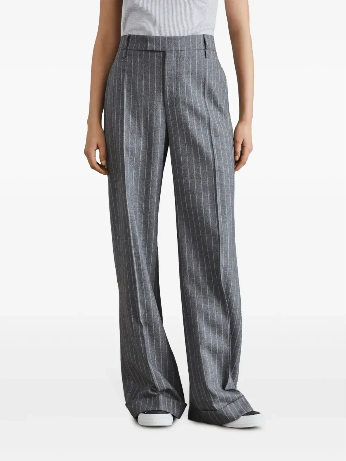 Brunello Cucinelli ピンストライプ入りウールパンツ グリーン - 画像3