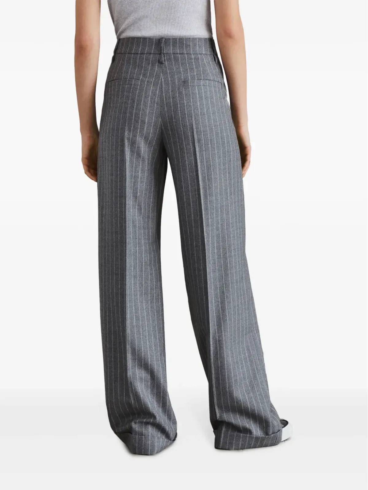 Brunello Cucinelli ピンストライプ入りウールパンツ グリーン - 画像4