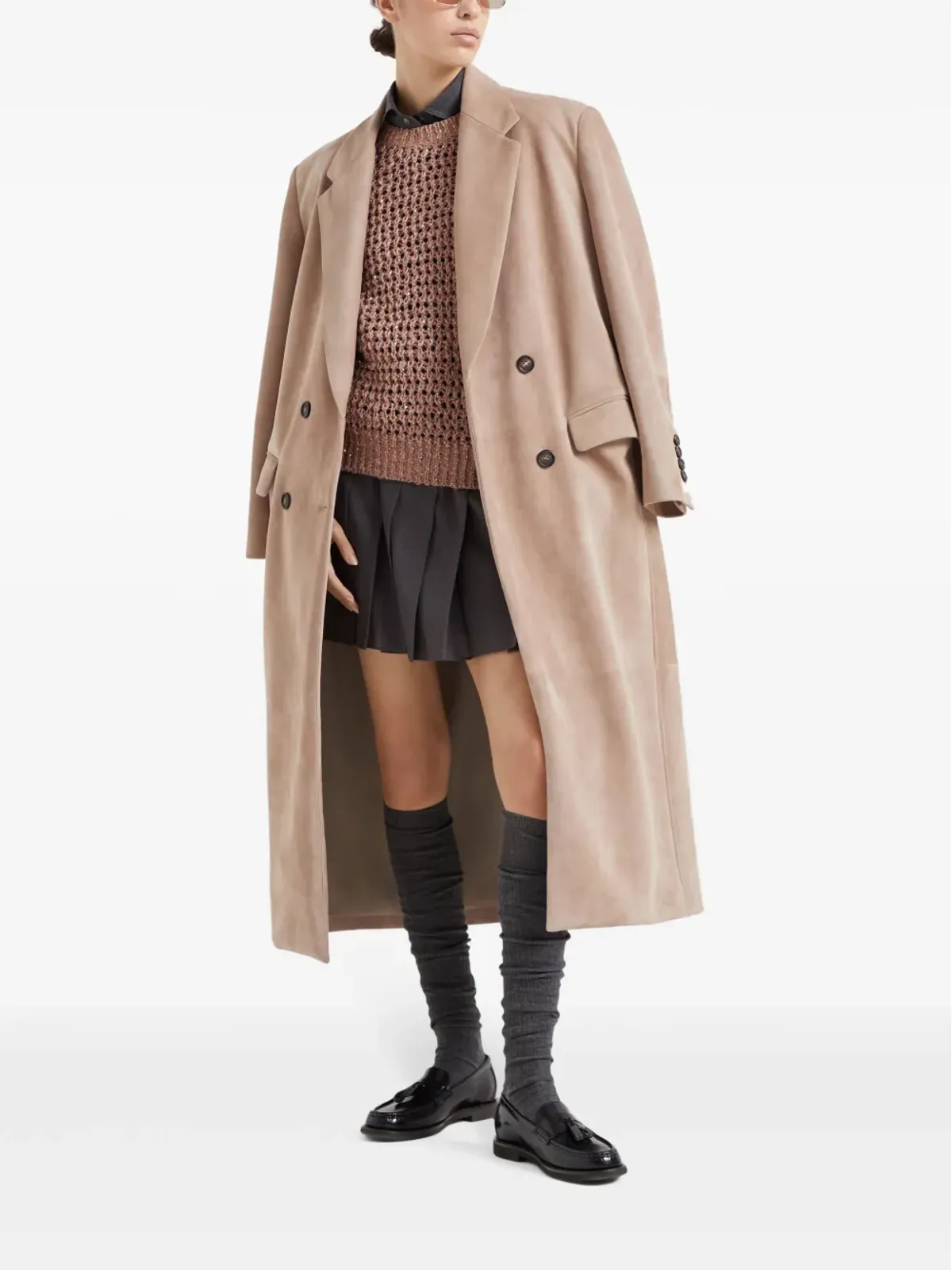 Brunello Cucinelli モニリートリム ヴァージンウール シャツ グレー - 画像2