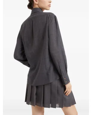 Brunello Cucinelli モニリートリム ヴァージンウール シャツ グレー - サムネイル4
