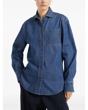Brunello Cucinelli モニリ細工ボタン付きデニムシャツ ブルー - サムネイル3