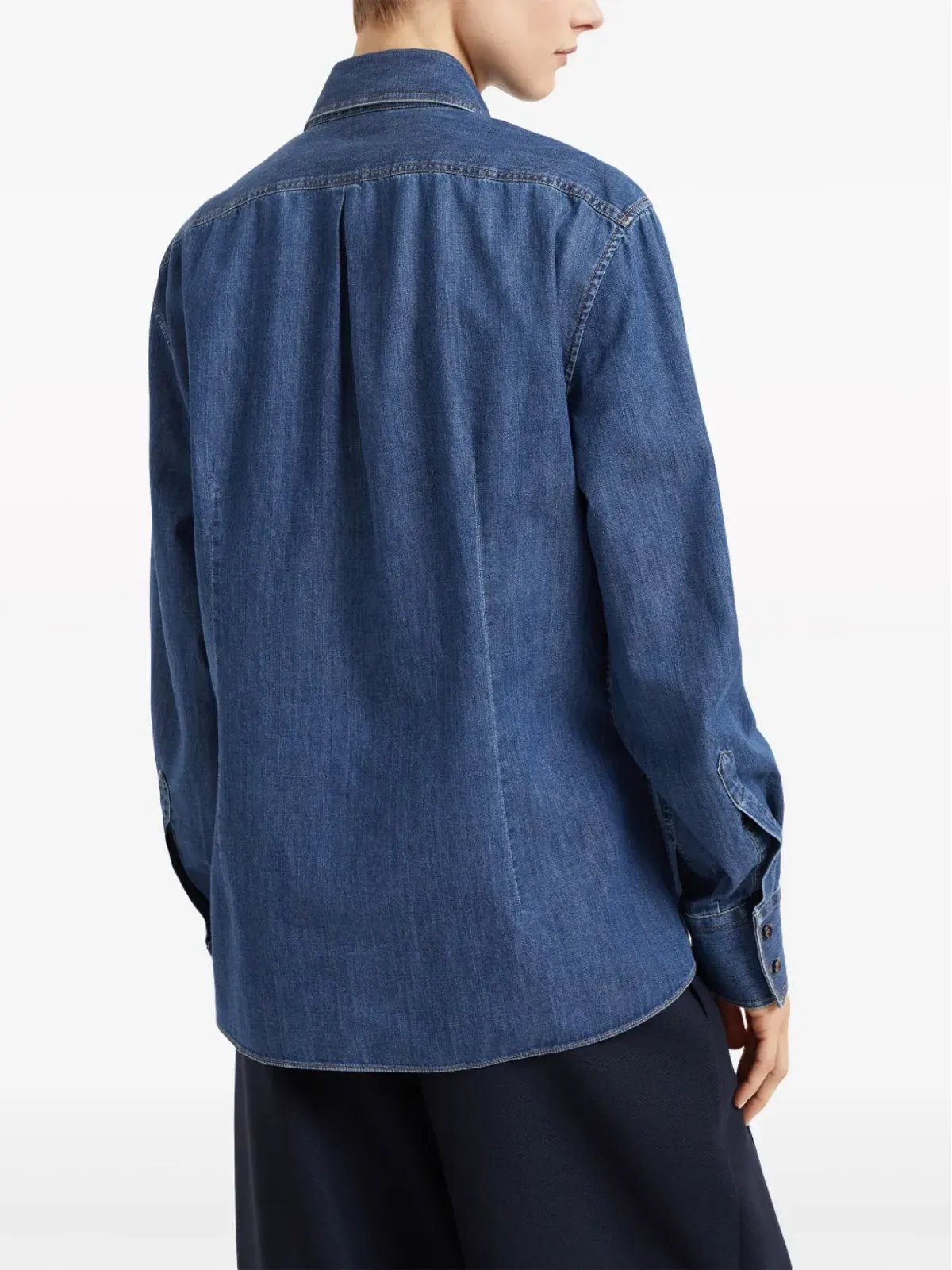 Brunello Cucinelli モニリ細工ボタン付きデニムシャツ ブルー - 画像4