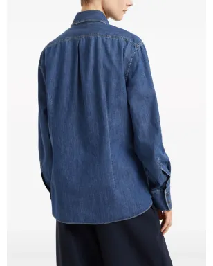 Brunello Cucinelli モニリ細工ボタン付きデニムシャツ ブルー - サムネイル4